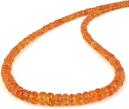 AAA Songea Orange Sapphire Necklace, 18" Faceted Rondelle Beads – Natural Gemstone Jewelry for Women in Saudi Arabia