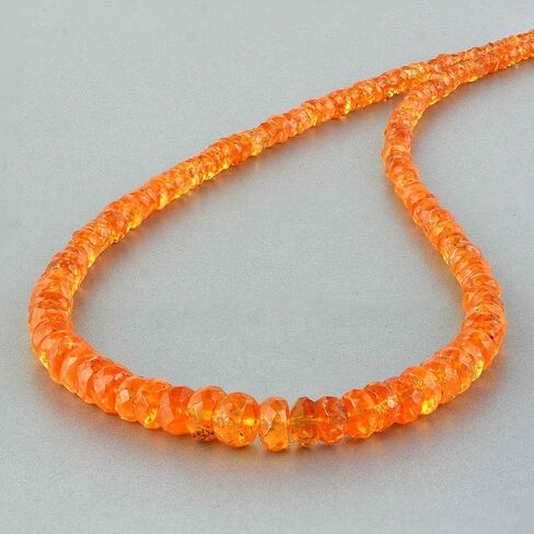 AAA Songea Orange Sapphire Necklace, 18" Faceted Rondelle Beads – Natural Gemstone Jewelry for Women in Saudi Arabia
