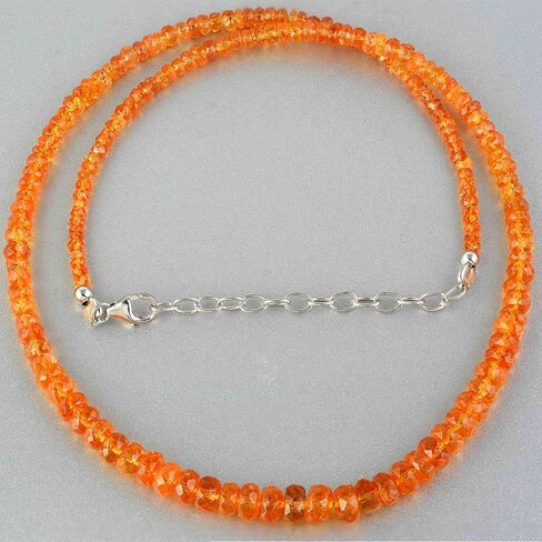 AAA Songea Orange Sapphire Necklace, 18" Faceted Rondelle Beads – Natural Gemstone Jewelry for Women in Saudi Arabia