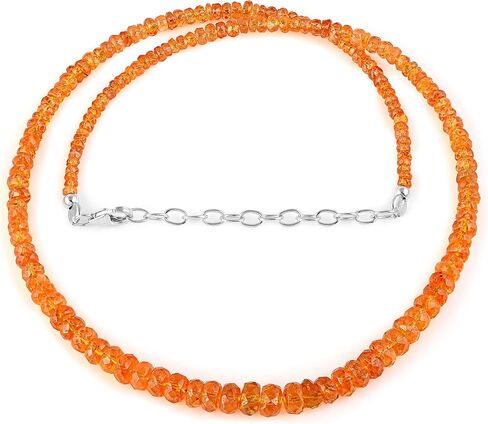 AAA Songea Orange Sapphire Necklace, 18" Faceted Rondelle Beads – Natural Gemstone Jewelry for Women in Saudi Arabia