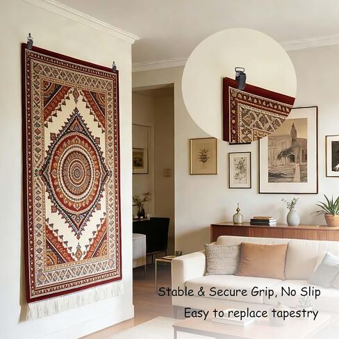 KVTTOZA 10 Pack Heavy Duty Tapestry Hangers Clips, Metal Non-Slip Rug Wall Hanging Clamps for Wall Tapestry Display, Damage-Free Quilt Hangers for Tapestries, Rugs, Blankets, Banners, Flags in Saudi Arabia