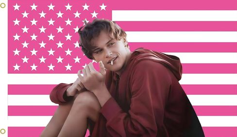 MAGJIUKE Conrad Fisher American Flag Wall Tapestry, Pink Christopher Briney Wall Art Poster Fans Gift Merch, 3x5 Feet, Polyester with Brass Grommets in Saudi Arabia