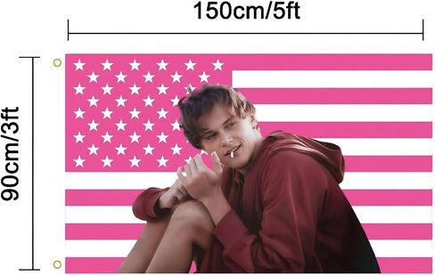 MAGJIUKE Conrad Fisher American Flag Wall Tapestry, Pink Christopher Briney Wall Art Poster Fans Gift Merch, 3x5 Feet, Polyester with Brass Grommets in Saudi Arabia