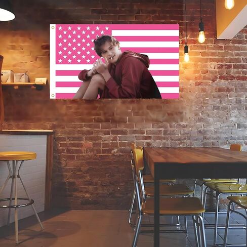 MAGJIUKE Conrad Fisher American Flag Wall Tapestry, Pink Christopher Briney Wall Art Poster Fans Gift Merch, 3x5 Feet, Polyester with Brass Grommets in Saudi Arabia