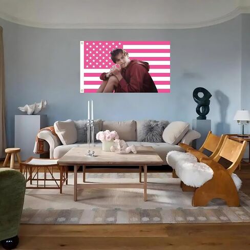MAGJIUKE Conrad Fisher American Flag Wall Tapestry, Pink Christopher Briney Wall Art Poster Fans Gift Merch, 3x5 Feet, Polyester with Brass Grommets in Saudi Arabia
