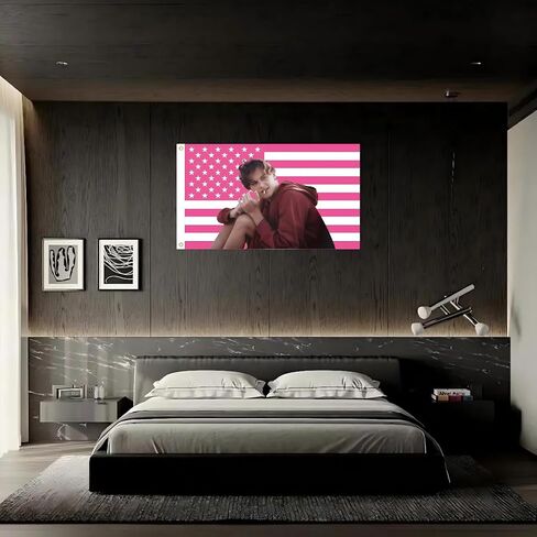 MAGJIUKE Conrad Fisher American Flag Wall Tapestry, Pink Christopher Briney Wall Art Poster Fans Gift Merch, 3x5 Feet, Polyester with Brass Grommets in Saudi Arabia