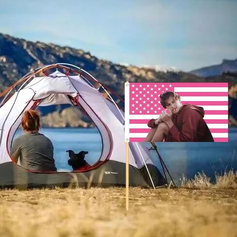 MAGJIUKE Conrad Fisher American Flag Wall Tapestry, Pink Christopher Briney Wall Art Poster Fans Gift Merch, 3x5 Feet, Polyester with Brass Grommets in Saudi Arabia