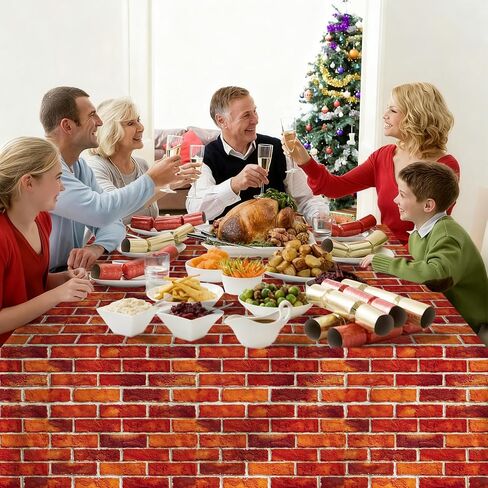 Atrippy Large Brick Wall Backdrop Tapestry for Christmas, Faux Brick Backdrop Wall Covering Removable Red Tablecloth, Medieval Castle Stone Photo Scene Setter for Winter Curtains Door Decor (51"x60") in Saudi Arabia