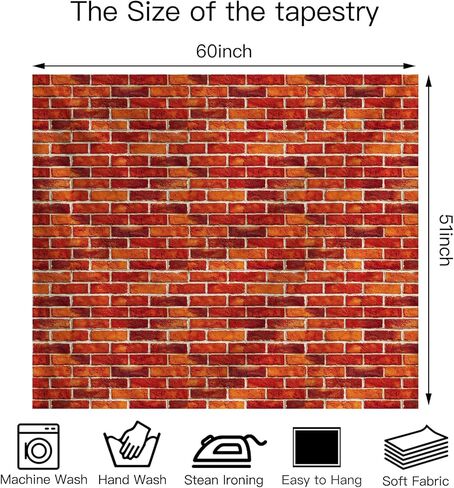 Atrippy Large Brick Wall Backdrop Tapestry for Christmas, Faux Brick Backdrop Wall Covering Removable Red Tablecloth, Medieval Castle Stone Photo Scene Setter for Winter Curtains Door Decor (51"x60") in Saudi Arabia