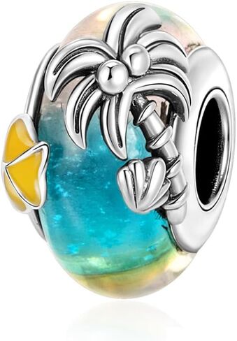 Summer Seaside Glass Charm 925 Sterling Silver Charms Fit Women Bracelet And Necklaces Bead Charm Pendant Jewelry Gifts For Family Friends in Saudi Arabia