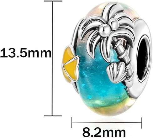 Summer Seaside Glass Charm 925 Sterling Silver Charms Fit Women Bracelet And Necklaces Bead Charm Pendant Jewelry Gifts For Family Friends in Saudi Arabia