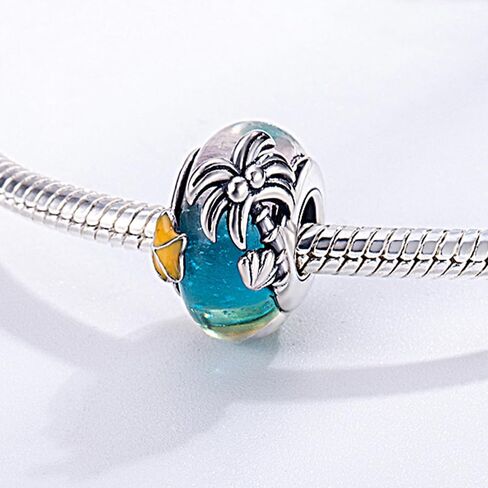 Summer Seaside Glass Charm 925 Sterling Silver Charms Fit Women Bracelet And Necklaces Bead Charm Pendant Jewelry Gifts For Family Friends in Saudi Arabia