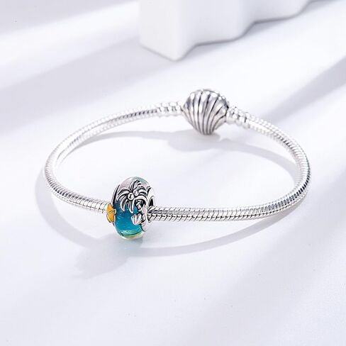 Summer Seaside Glass Charm 925 Sterling Silver Charms Fit Women Bracelet And Necklaces Bead Charm Pendant Jewelry Gifts For Family Friends in Saudi Arabia