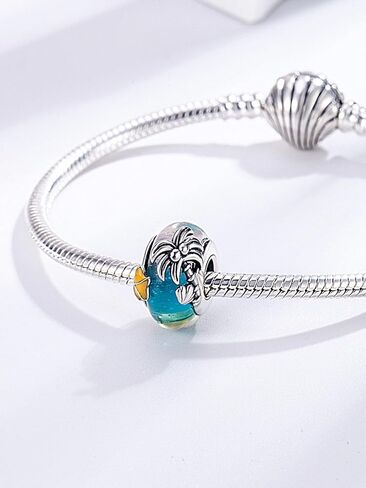 Summer Seaside Glass Charm 925 Sterling Silver Charms Fit Women Bracelet And Necklaces Bead Charm Pendant Jewelry Gifts For Family Friends in Saudi Arabia