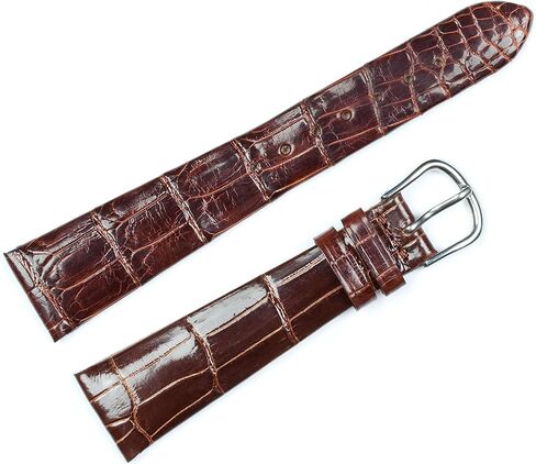 deBeer Genuine Alligator Flat Un-Stitched Watch Band-Choice of Color (Black, Brown) & Width (18mm, 19mm, 20mm) in Saudi Arabia