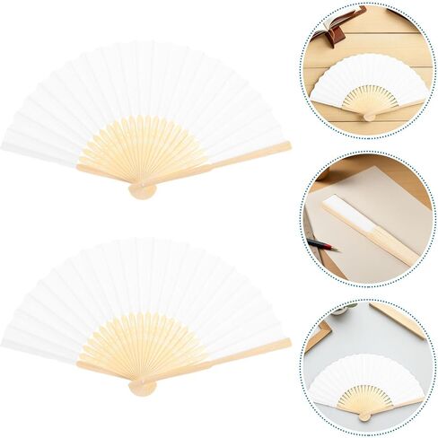 9pcs White Folding Hand Fans Handheld - Blank Paintable Paper Fans for Kids DIY Crafts, Party Favors, Wedding Guests, Summer Cooling, Dancing Props in Saudi Arabia