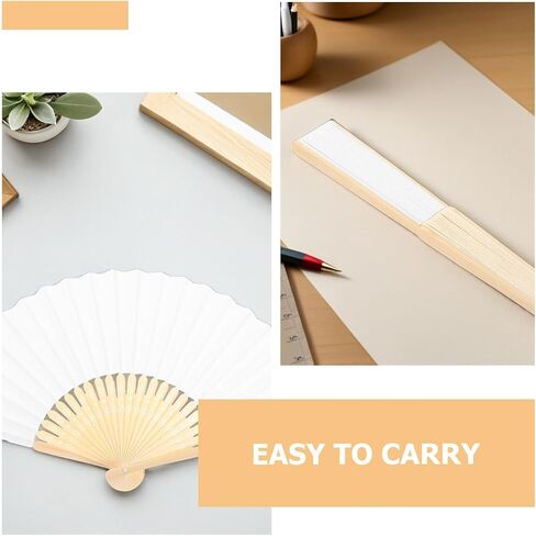9pcs White Folding Hand Fans Handheld - Blank Paintable Paper Fans for Kids DIY Crafts, Party Favors, Wedding Guests, Summer Cooling, Dancing Props in Saudi Arabia