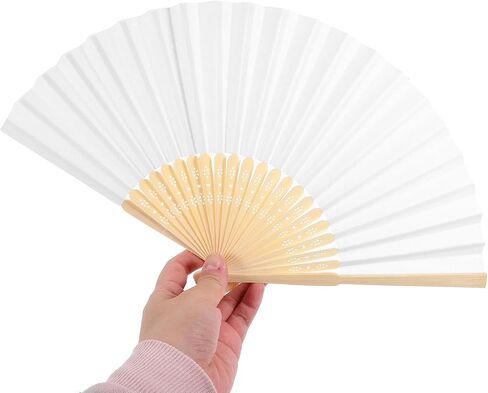 9pcs White Folding Hand Fans Handheld - Blank Paintable Paper Fans for Kids DIY Crafts, Party Favors, Wedding Guests, Summer Cooling, Dancing Props in Saudi Arabia