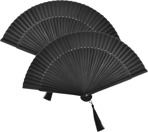2 Pack 8.6" Hand Held Bamboo Silk Folding Fan Hand Fan,Chinese,Japanese Charming Elegant Vintage Retro Style,Women Ladys Girls Best Gifts (brown kong) in Saudi Arabia