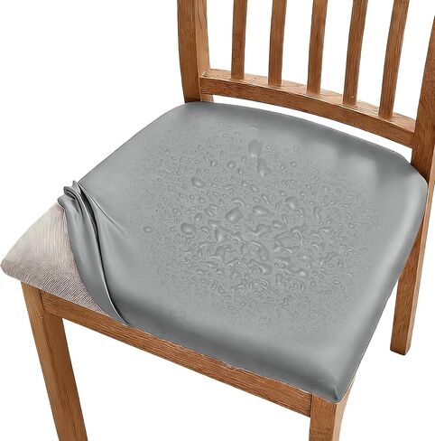 uxcell 2Pcs PU Leather Covers for Dining Room Chairs, Soft Waterproof Dining Seat Covers Removable Stretch Chair Cushion Slipcovers with Elastic Band for Home, Kitchen(36-48cm, S, Black) in Kuwait