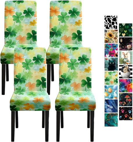 Vintage Blue Peony Chair Covers Set of 4, Stretch Dining Room Chair Seat Protectors, Removable Washable Parson Chair Slipcovers for Dining Room, Kitchen, Party, Banquet, Wedding Decor in Saudi Arabia