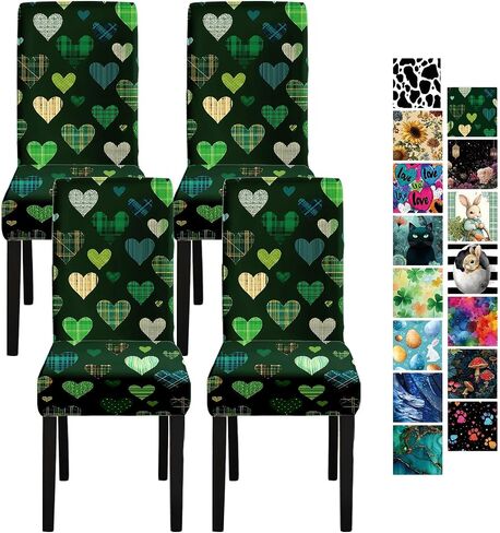Vintage Blue Peony Chair Covers Set of 4, Stretch Dining Room Chair Seat Protectors, Removable Washable Parson Chair Slipcovers for Dining Room, Kitchen, Party, Banquet, Wedding Decor in Saudi Arabia