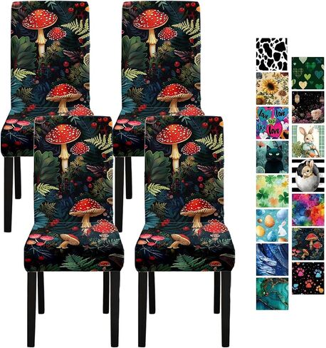 Vintage Blue Peony Chair Covers Set of 4, Stretch Dining Room Chair Seat Protectors, Removable Washable Parson Chair Slipcovers for Dining Room, Kitchen, Party, Banquet, Wedding Decor in Saudi Arabia