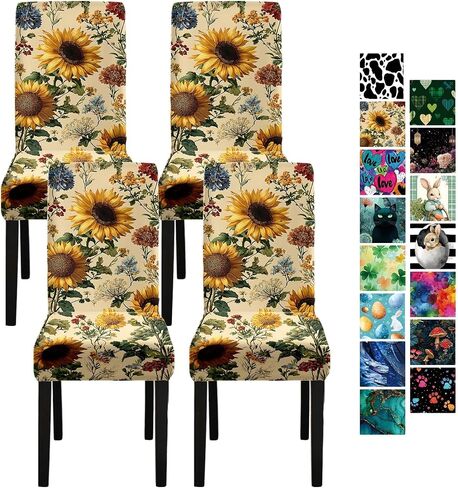 Vintage Blue Peony Chair Covers Set of 4, Stretch Dining Room Chair Seat Protectors, Removable Washable Parson Chair Slipcovers for Dining Room, Kitchen, Party, Banquet, Wedding Decor in Saudi Arabia