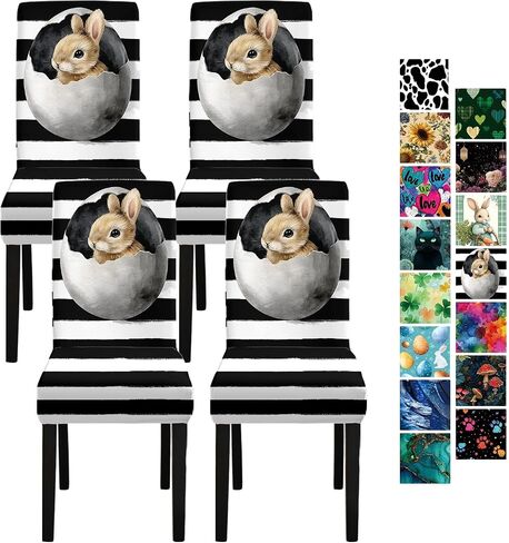 Vintage Blue Peony Chair Covers Set of 4, Stretch Dining Room Chair Seat Protectors, Removable Washable Parson Chair Slipcovers for Dining Room, Kitchen, Party, Banquet, Wedding Decor in Saudi Arabia