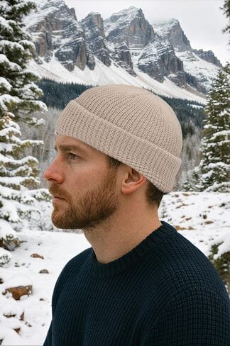 Fisherman Beanies for Men Women, Short Cuff Knit Beanie Winter Warm Hats Trawler Hat Watch Cap in Kuwait