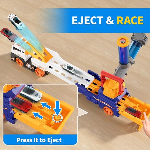 Transport Truck Toys for Kid Boys 3-5, EVA Ball Launcher Car Toys for Kids, Garage Car Toys with Light & Sound, Shooting Toy Sets, Birthday Gifts for Kid Boys Age 3 4 5 6 in Kuwait