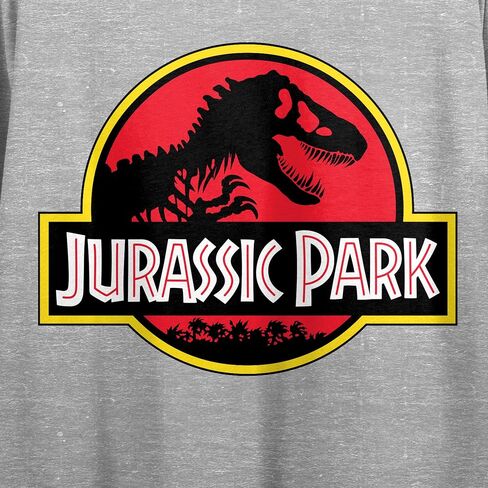 Jurassic Park Logo Women's Athletic Heather Crew Neck Short Sleeve Crop Top in Kuwait