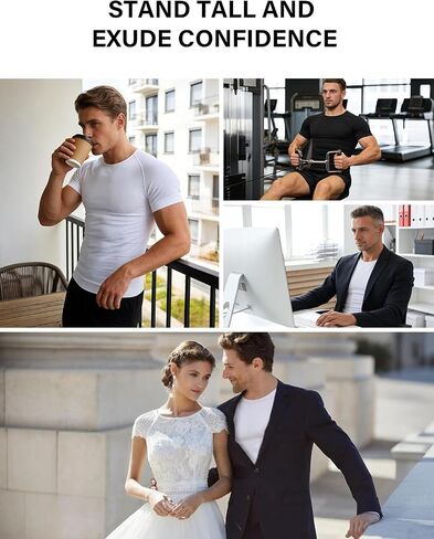 Casey Kevin Mens Compression Shirt Short Sleeve Slimming Shapewear Undershirt Gynecomastia Tummy Control Vest 3 Pack in Saudi Arabia