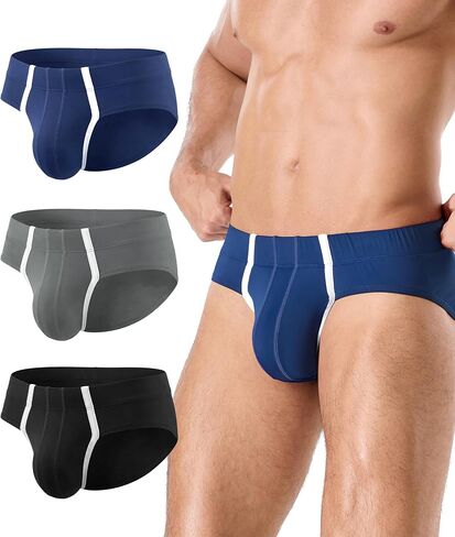 Men's Pouch Underwear Briefs, Modal Breathable Brief, Moisture Wicking Underpants with Custom BCD Pouch 3 Pack in Saudi Arabia
