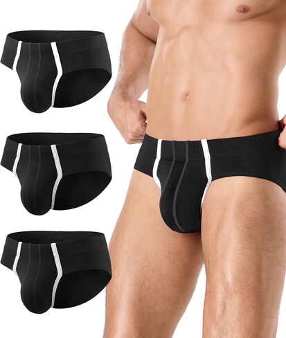 Men's Pouch Underwear Briefs, Modal Breathable Brief, Moisture Wicking Underpants with Custom BCD Pouch 3 Pack in Saudi Arabia