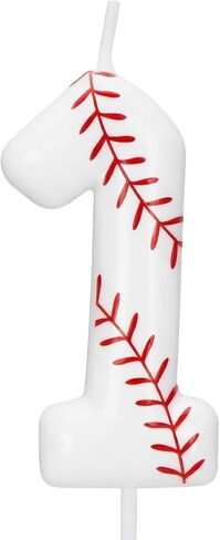 Baseball Number 1 Birthday Candle, Rookie of The Year 1st Birthday Candle, White Baseball Cake Topper for Boys Girls, Baseball Theme Party Decorations in Saudi Arabia