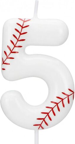 Baseball Number 1 Birthday Candle, Rookie of The Year 1st Birthday Candle, White Baseball Cake Topper for Boys Girls, Baseball Theme Party Decorations in Saudi Arabia