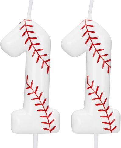 Baseball Number 1 Birthday Candle, Rookie of The Year 1st Birthday Candle, White Baseball Cake Topper for Boys Girls, Baseball Theme Party Decorations in Saudi Arabia