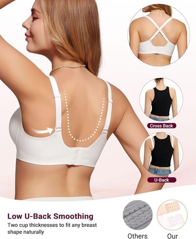 As Fairy Wireless Bras for Women No Underwire Full Coverage Jelly Lift Strong Support Push Up Scalloped Everyday Tshirt Bra Seamless Soft Daily Wear Breathable Air Hole Design(White 36DD) in Kuwait