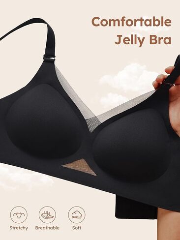 Jelly Bras for Women No Underwire, Full Coverage Seamless Comfortable Bralette with Support and Lift, Wireless Padded Bra in Saudi Arabia