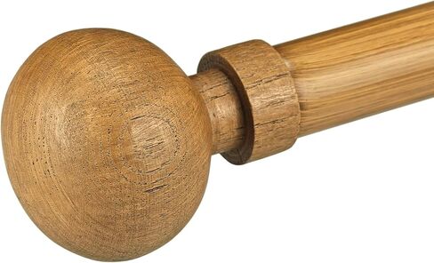 Adjustable 36-72 Inch Faux Wood Curtain Rods, 1 Inch Diameter with Wood Grain Round Finials, Fits 24-68 Inches Small to Medium Windows, Heavy Duty Decorative Window Drapery Rod in Kuwait