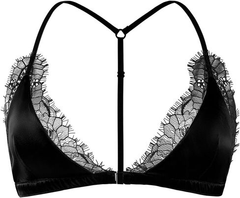Real Mulberry Silk Bralette, Luxury 22 Momme Silk Wire-Free Triangle Bra for Women, Front Closure, Y-Back Shiny Bra in Saudi Arabia