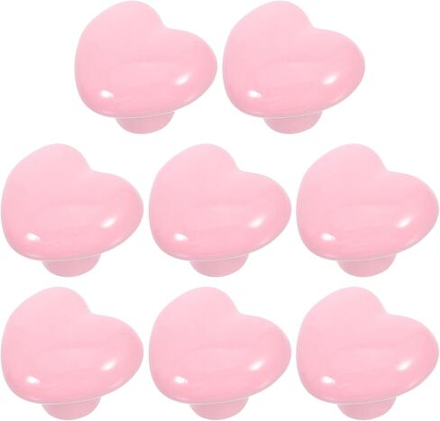 FOMIYES 8pcs Heart Shaped Ceramic Drawer Knobs Dresser Pull Handles with Screws Light Pink Cabinet Furniture Hardware for Bedroom Closet Cupboard in Kuwait