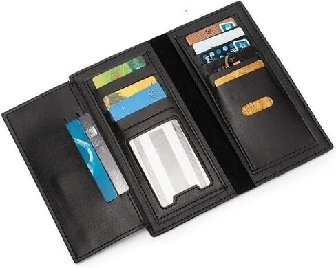 Long Business Leather Wallet for Men Multiple Card Slots Secure Coin Purse Gift Box (Crocodile pattern) in Saudi Arabia