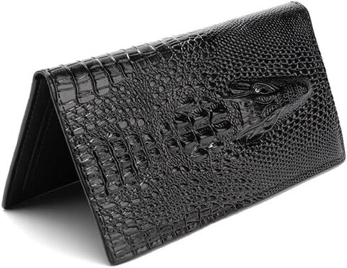 Long Business Leather Wallet for Men Multiple Card Slots Secure Coin Purse Gift Box (Crocodile pattern) in Saudi Arabia