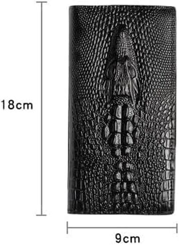 Long Business Leather Wallet for Men Multiple Card Slots Secure Coin Purse Gift Box (Crocodile pattern) in Saudi Arabia