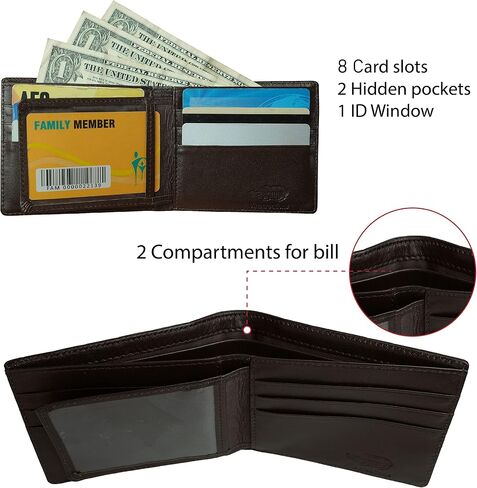 Dark Brown Mens Alligator Belly Leather Billfold Wallet Crocodile Passcase Bifold Luxury Wallet Multiple RFID Blocking Security Handmade Exotic Leather With Flip-out ID Window Gift Men VINAM-16 in Kuwait