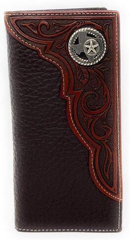 Western Premium Genuine Leather Tooled Men's Long Bifold Wallet premium cowboy wallets in 2 colors (Brown Praying cowboy) in Saudi Arabia