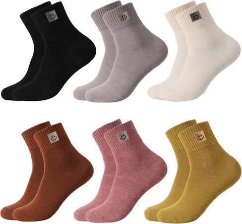 Funny Smile Face Socks 6 Pairs Cute Crew Ankle Socks for Women Breathable Cotton Aesthetic Sock Novelty Gift in Kuwait