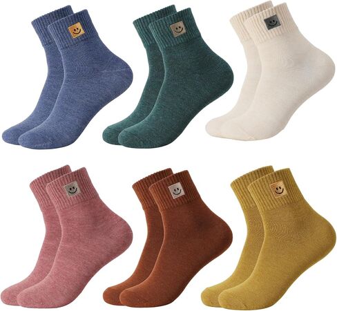 Funny Smile Face Socks 6 Pairs Cute Crew Ankle Socks for Women Breathable Cotton Aesthetic Sock Novelty Gift in Kuwait